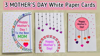 🥰3 MOTHER’S DAY Card ideas using only WHITE PAPER🥰Easy greeting card ideas for MOM😍DIY gift ideas