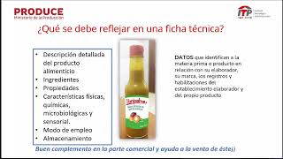 Elaboración de fichas técnicas para alimentos y bebidas