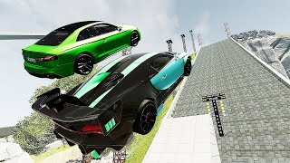 Cars Vs  High Mega Ramp Jump Parkour - Speed Car Crash - BeamNG Drive