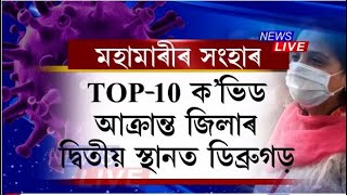 চাওক ৰাজ্যৰ কোনকেইখন জিলা COVID আক্ৰান্তৰ TOP-10ত আছে?