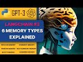 Langchain Gpt 3 Chat bot with memory. AI tutorial: 6 different memory types coded and explained