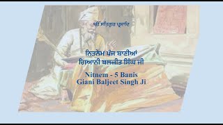 ਨਿਤਨੇਮ ਪੰਜ ਬਾਣੀਆਂ - ਗਿਆਨੀ ਬਲਜੀਤ ਸਿੰਘ ਜੀ (Nitnem (5 Banis)- Giani Baljeet Singh Ji)