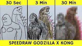 Drawing Godzilla vs Kong in 30 seconds, 3 minutes, and 30 minutes | Godzilla x Kong | Part-2