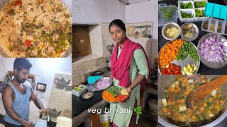 பேசிட்டே PARTNER um நானும் சமைச்ச பிரியாணி(stove\u0026love)..#vegbriyani #viralvideo #vlog#couple #tamil