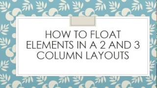 CSS Tutorial: How to Float Elements in Column Layouts