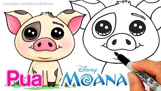How to Draw Moana Pua Pig step by step Cute and Easy - Disney Movie