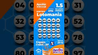 Resultado do Sorteio da Lotomania 2715 27/12 1.5 milhões #lotomania #loteria