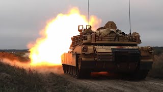 ABRAMS M1A2 SEPV3 main battle tanks in action