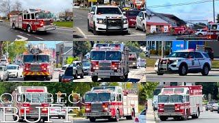 Laval Fire Department (SSIL) Fire units responding to several emergency calls compilation.