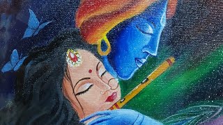 Acrylic Painting of Radha Krishna on Canvas