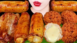 ASMR BEEF LARGE INTESTINES DAECHANG, CHEESE BALL PORK CUTLET EATING SOUNDS MUKBANG 먹방 咀嚼音