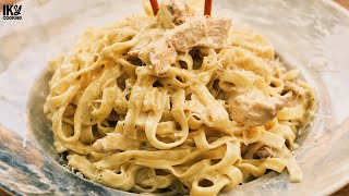 ASMR Creamy Fettucine Alfredo with Chicken | Delicious