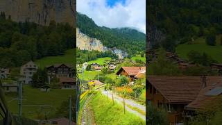 Welcome to Lauterbrunnen 🇨🇭#lauterbrunnen #switzerland #swissalps #train #village #travel