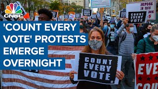 'Count Every Vote' protests emerge overnight following Donald Trump legal challenges