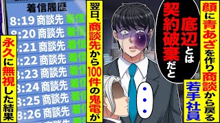 【スカッと】顔に青あざを作り商談から戻った部下「商談先の担当が底辺とは契約破棄だと」「・・・」→翌日、商談先からの鬼電を永久に無視した結果w【漫画】【アニメ】【スカッとする話】【2ch】