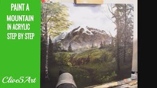 Paint a Mountain Lesson ,acrylic painting