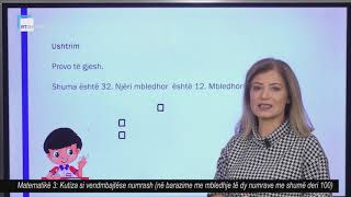 Matematikë 3 - Kutiza si vendmbajtëse numrash në barazime me mbledhje të dy numrave me shumë deri100