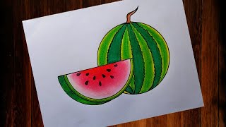 How to draw Watermelon 🍉 drawing easy| Easy watermelon 🍉 drawing easy| Watermelon drawing