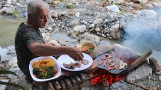 How to Cook Perfect Ribeye Steak on The Stone | A Rainy Day in The Nature