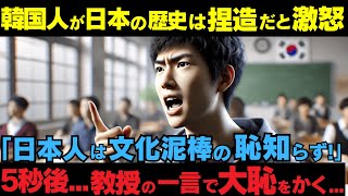 【海外の反応】韓国人が日本の歴史は捏造だとガチギレ！「日本人は文化泥棒の恥知らず！」5秒後...教授の一言で大恥をかくｗ