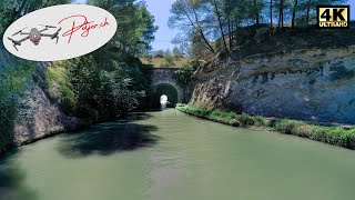 Canal du midi - Tunnel de malpas near Béziers France 4k by drone