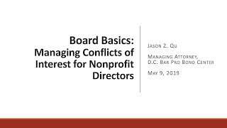 Board Basics Webinar: Managing Conflicts of Interest