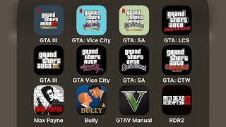 Grand Theft Auto III Definitive Edition,Vice City,San Andreas,Liberty City Stories,Max Payne,Bully