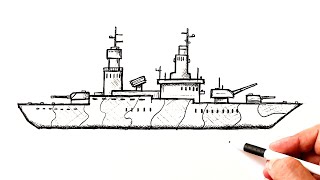 How to draw a Military Ship easy
