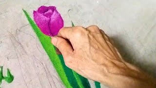 Flower poster rangoli | 3d rangoli  | फुलांची रांगोळी सोपि