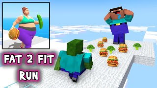 Monster School : FAT 2 FIT RUN CHALLENGE - Minecraft Animation