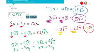 MAT 136 - Introduction to square root addition or subtraction