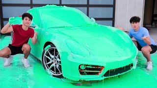 SLIME PRANK ON TWIN BROTHERS CAR!!