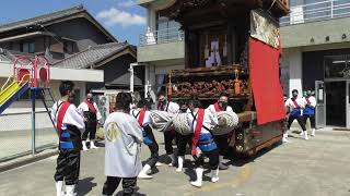 長尾の春祭り本祭　2021年4月11日　小迎組鳳凰車（①神楽奉納のため武雄神社本殿に山車を向けます）　※武雄神社への山車奉納神事は中止となりました