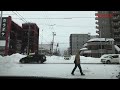 driving japan 4k sapporo snow road kita25jou 2022 02 21