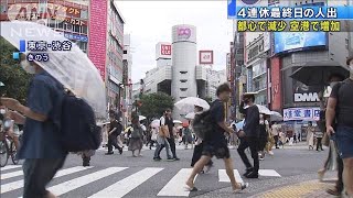 東京都心で減少、空港で増加　4連休最終日の人出(20/07/27)