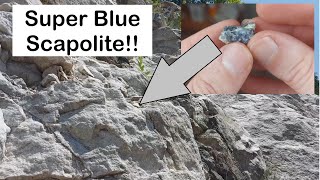 Rockhounding Awesome Blue Scapolite From a Roadcut. Ontario Rockhounding