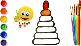 Bolalar uchun Piramida rasm chizish/Рисуем Пирамидку для детей/How to draw Toy pyramid for kids