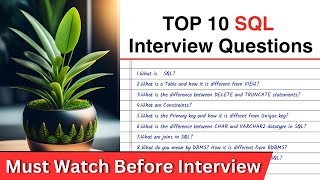 Top 10 Important SQL Interview Questions Answers || Frequently Asked SQL Questions for Job interview