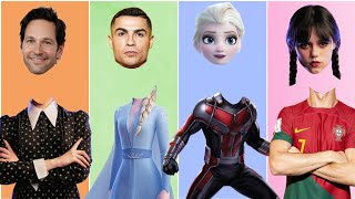 Help Wednesday Addams, Frozen Elsa, Ronaldo CR7, Ant man Chose Head