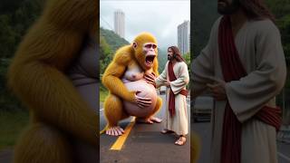 A Heartbreaking Yet Beautiful Story 😭 😞 How Jesus Saved This Giant Pregnant Monkey 😢💔 #shorts