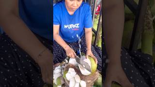 Hardworking Cambodian Lady coconut Cutting skills- Khmer street food