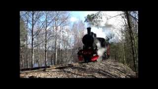 Steam locomotive in action.