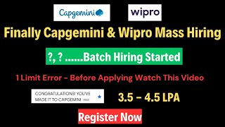 Capgemini \u0026 Wipro Hiring Freshers | Capgemini Off Campus Drive | Wipro Off Campus Drive |hire me plz