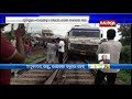 trailer enters into rail track in muniguda of rayagada after brake failure gets stuck kalinga tv