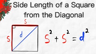 Find Side of Square from Diagonal | Geometry