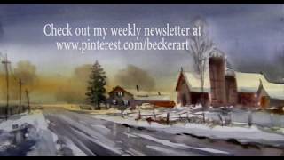 BeckerArt Snowy Farm Watercolor Demonstration