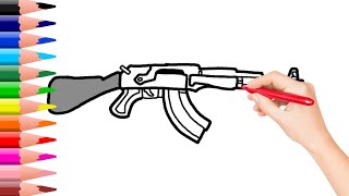 How to draw Ak 47 | gun | easy | @drawing7412