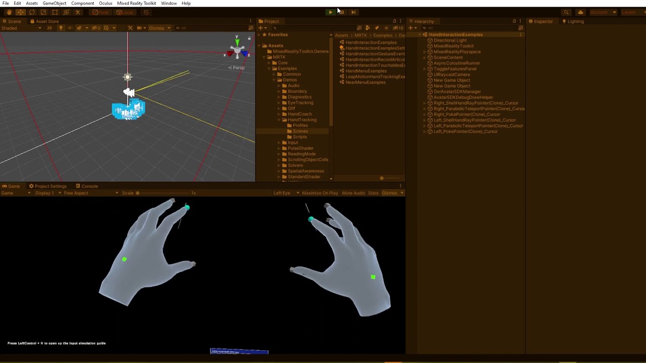 Unity Build For Oculus Q2 Using MS MRTK Hand Interaction Scene Example ...