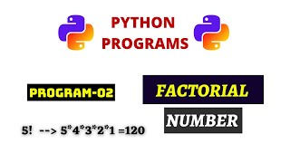 Python Programs | 2.Factorial Program in Python using for loop | In Telugu