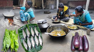 How santali tribe couple cooking \u0026 eating Small rohu fish recipe with fresh vegetables | rural life